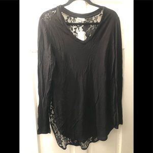 Cloth. Black V-neck Lace Shirt